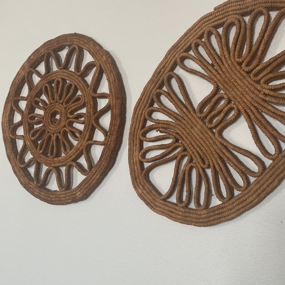 VTG Boho Trivets Raffia Retro Woven Table Kitchen Decor Wicker Rattan Hot Pads - Picture 2 of 6